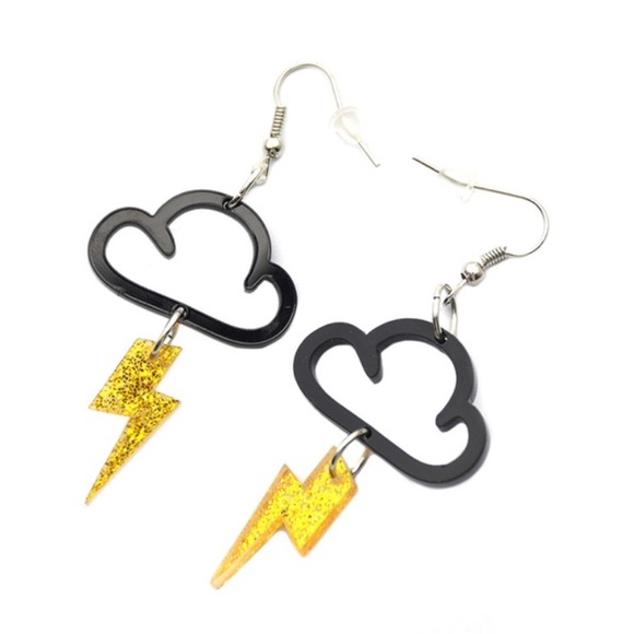 ⚡️Awesome acrylic cloud Lightning glitter drop earrings 🌩 - Picture 6 of 7